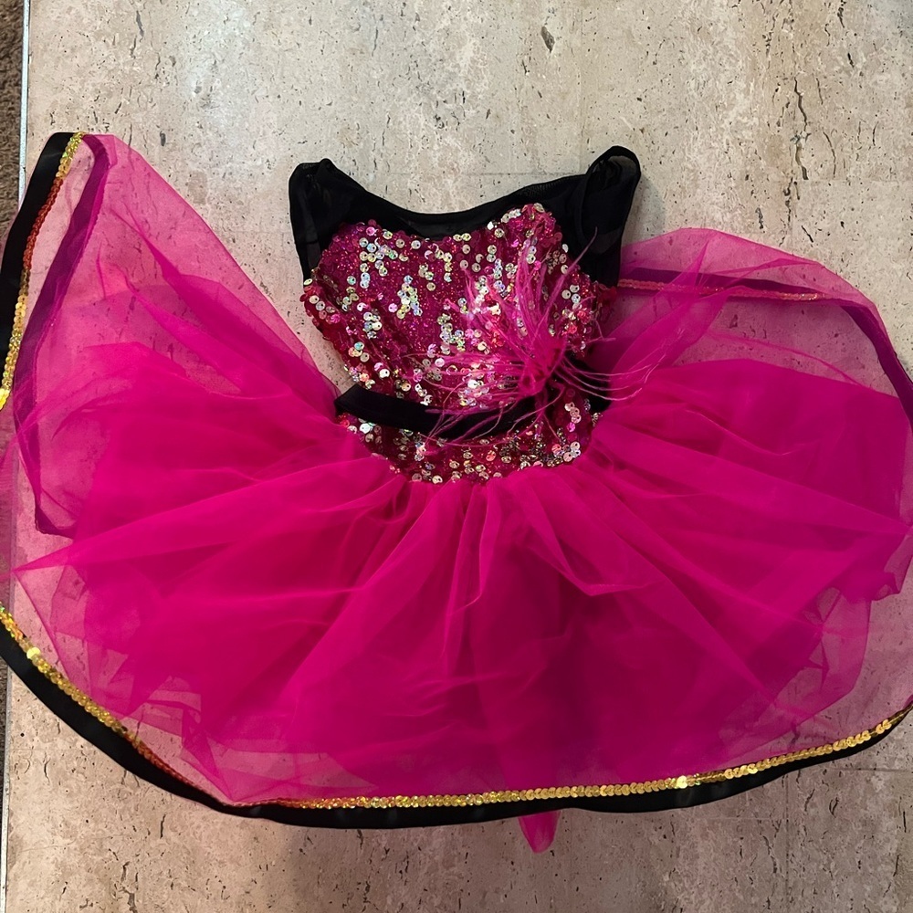 Weissman Hot Pink Tutu with Sequins Bodice Size XSC (4-5)